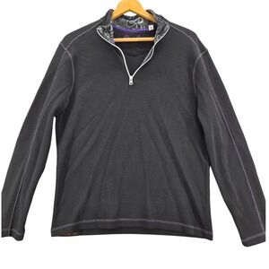 Robert Graham Burton Men's Size M Black Quarter Zip‎ Waffle Knit Shirt Sweater